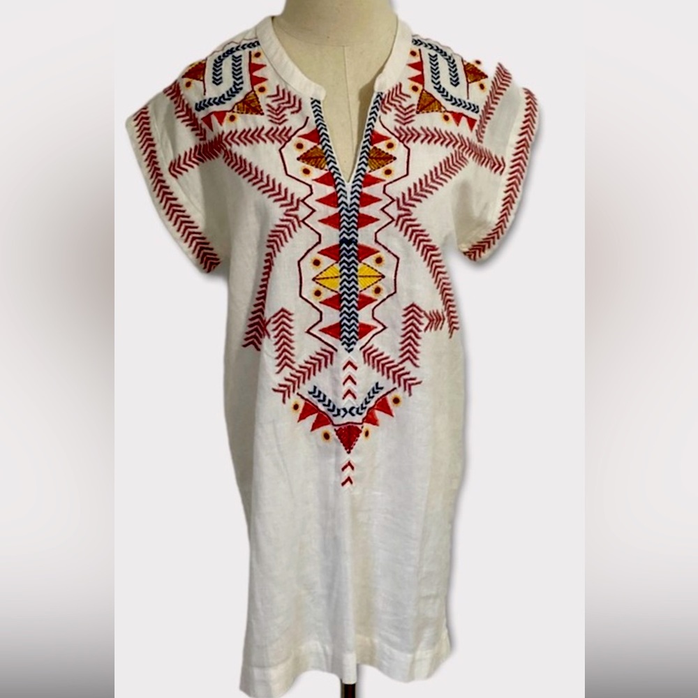 ZARA BASIC tribal boho embroidered tunic dress